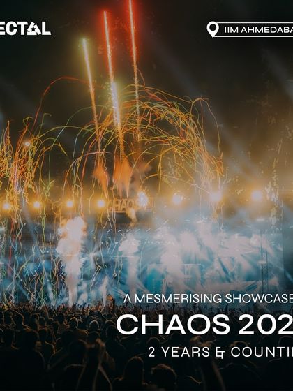 A mesmerizing showcase at Chaos 2024, IIM Ahmedabad, with a stunning display of fireworks and confetti.