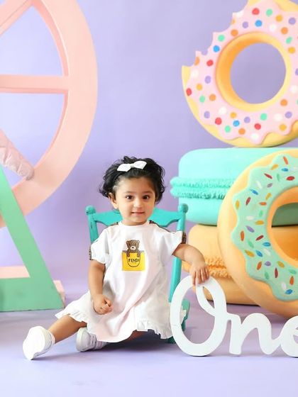 Celebrating a sweet first birthday. My studio can be transformed with fun, colorful sets for cake smash sessions or milestone birthdays, making the celebration extra special.