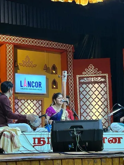 On stage at Narada Gana Sabha with my team of talented co-artists. Each musician brings their unique skill, making the whole performance greater than the sum of its parts.