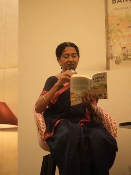 Renowned philanthropist Rohini Nilekani reads a passage from the book during the launch event. We provide the stage and setup for elegant presentations.