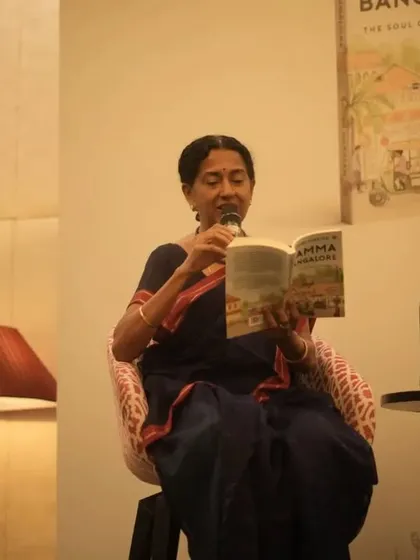 Renowned philanthropist Rohini Nilekani reads a passage from the book during the launch event. We provide the stage and setup for elegant presentations.