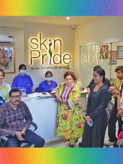 Our team and community members at the reception during our Pride event. We are proud to be a welcoming space for everyone.