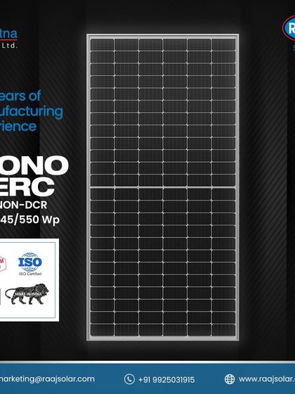 Raaj Solar - Utility-Scale & Industrial Solar Projects Our Advanced Solar Modules photo 33