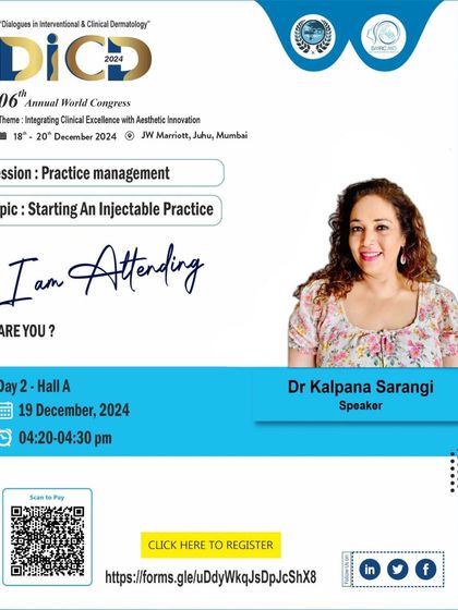 For aspiring injectors, I will be speaking at DiCD 2024 on the practical aspects of starting and managing a successful injectable practice. This is a topic I am very passionate about.