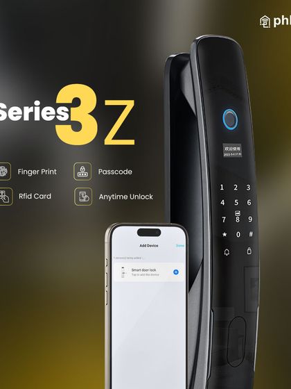 The Series 3Z offers multiple ways to unlock: Fingerprint, Passcode, RFID Card, and anytime unlock via the app. It's designed to end the dilemma of "Did I lock the door?".