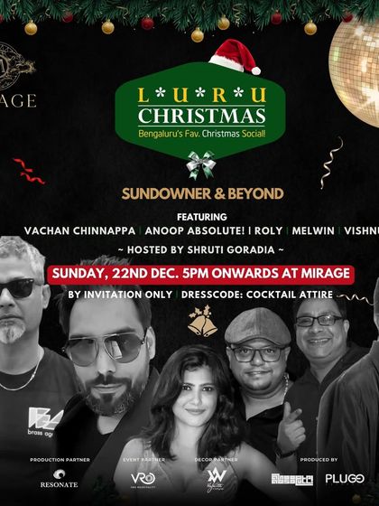The lineup for Luru Christmas, featuring some of Bangalore's best DJs. We come together to play everything from rock'n'roll and jive to disco and cha-cha.
