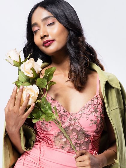 A close-up beauty shot, with a soft and romantic feel.