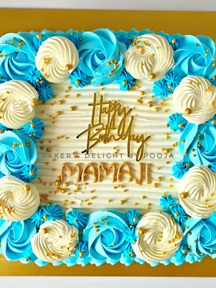 The final cake in the trio, a beautiful sky blue design. Together, these cakes celebrated years of love and legacy for a very special family.