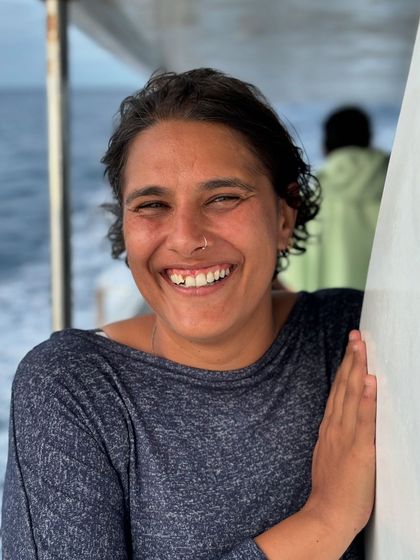 A happy diver on the boat in Dhigurah, Maldives. The ocean has a way of bringing out the biggest smiles.