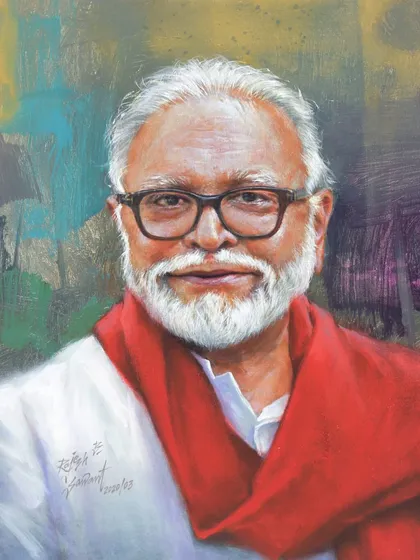 My acrylic on canvas portrait of Hon. Shri Chhagan Bhujbal, created for his 75th birthday.