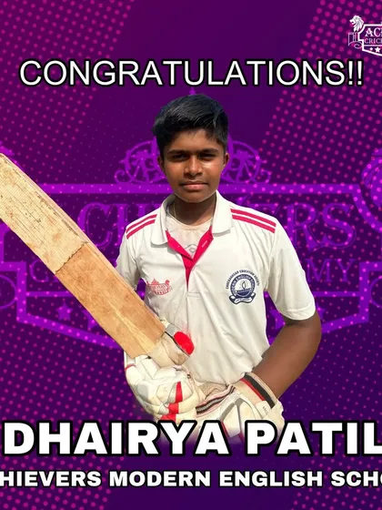 A huge achievement for Dhairya Patil, selected to represent the Mumbai U-14 team at the West Zone League.