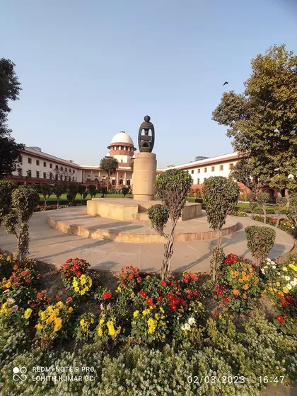 The beautiful gardens of the Supreme Court of India, a place of contemplation before heading into court.