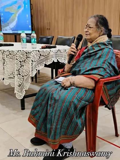 Ms. Rukmini Krishnaswamy, founder of the Spastics Society of Karnataka, giving the welcome address at the workshop.