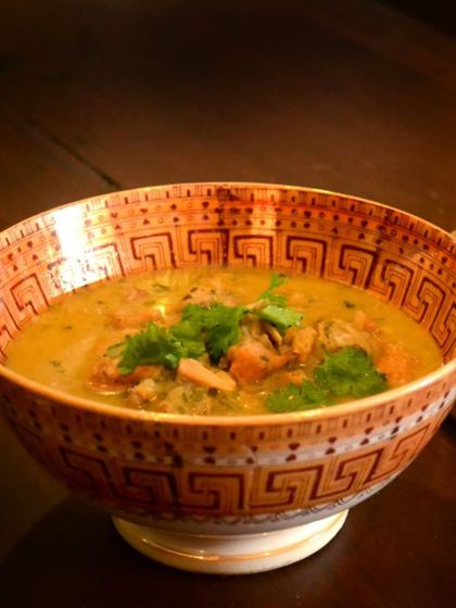 A comforting bowl of traditional Kerala stew. This mild, coconut-based curry is a staple of Malabar cuisine, known for its subtle flavors and nourishing qualities.