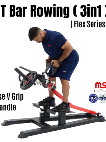 The close V-grip handle in use for a T-Bar row. This classic movement is a staple for building a thick, dense back.