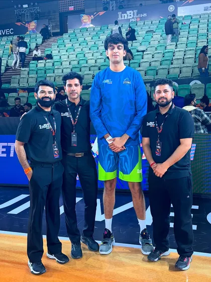 With 7'2" Aryan, India's tallest basketball star, at an INBL game. Watching his journey from a student to a pro player has been incredibly inspiring.