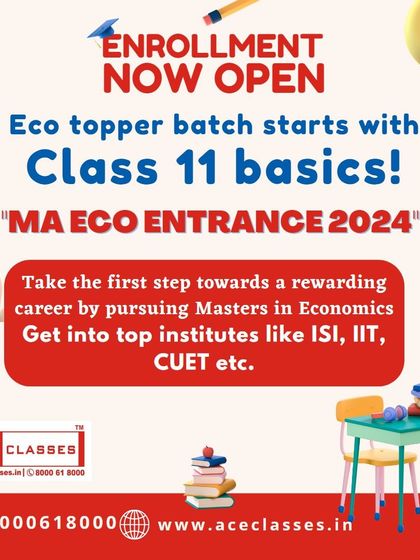 Enrollment is open for our "MA ECO ENTRANCE 2024" batch. This course starts with Class 11 basics to build a strong foundation for getting into top institutes like ISI, IIT, and CUET.