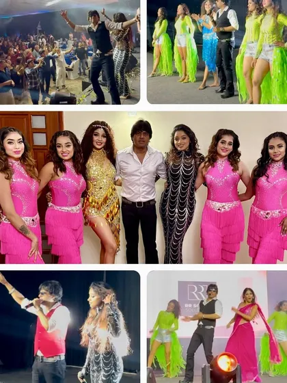 A collage showcasing the variety of our shows: backstage moments with the team, on-stage performances, and crowd interactions.