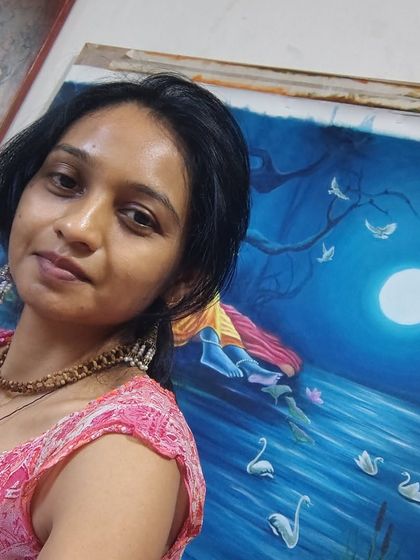 One last photo with the Radha Krishna oil painting before it gets ready for its journey. It’s always a little bittersweet to say goodbye. Pudhchya varshi lavkar ya...