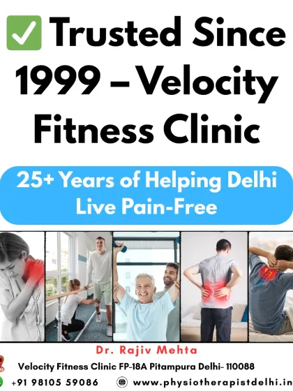 My clinic, Velocity Fitness, has been a trusted partner in health for the Delhi community since 1999. With over 25 years of experience, my focus has always been on helping people live a pain-free life.