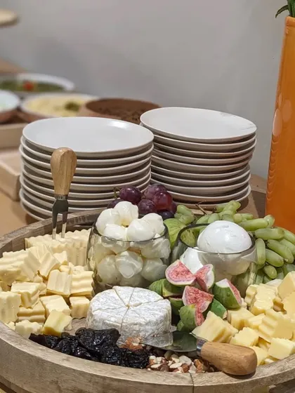 Another look at the beautiful cheese platter for the Cetaphil event, highlighting the fresh figs and variety of cheeses, ready for guests to enjoy.