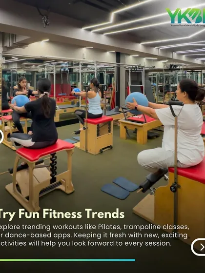 Keeping your routine fresh is crucial for staying motivated. I encourage clients to try fun fitness trends like Pilates, trampoline classes, or dance to look forward to every session.