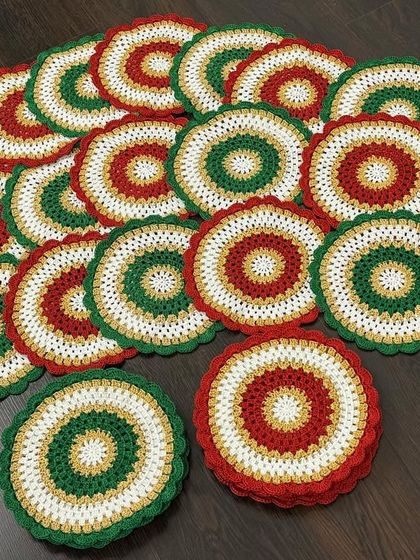 A large custom order of 30 of these gorgeous centerpieces in festive red, green, and gold. I love working on bulk orders for parties and events.