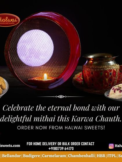 Celebrate the eternal bond with our delightful mithai this Karwa Chauth. Our special sweets are perfect for breaking your fast and celebrating with your loved one.