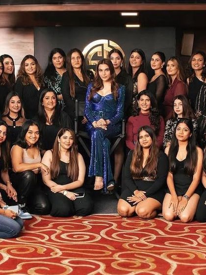 The full class from our Delhi masterclass. We welcome students from all backgrounds and skill levels, united by a passion for makeup artistry.