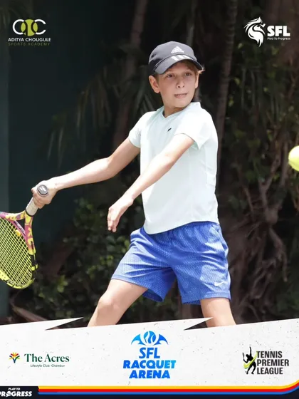 This young player hits a forehand with determination, showcasing the competitive spirit fostered in our youth tennis leagues.