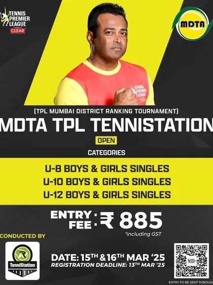 Announcing the MDTA TPL TenniStation Open (Season 15). We regularly host ranking tournaments for junior players in U-8, U-10, and U-12 categories to provide competitive experience.