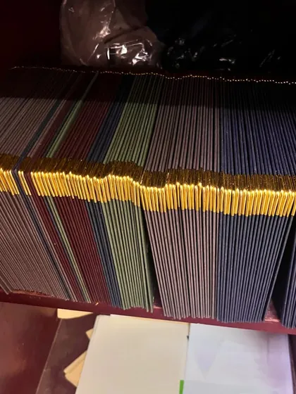 We all have a heart of gold. These are our Crisp Notebook covers, lined with a touch of gold, waiting to be bound. For corporate orders, we can foil stamp your branding on the cover.