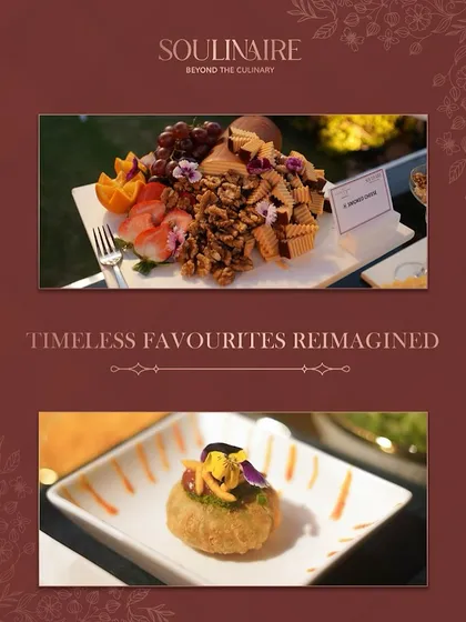 A collage of timeless favourites reimagined, including an artisanal cheese board and a modern take on Raj Kachori. We bring creativity to every dish.