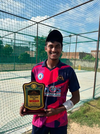 Another trophy for the cabinet. Mayan Sharma, winner of the match for his brilliant century. This is what happens when preparation meets opportunity.