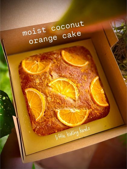 A hot-selling flavour, my moist coconut orange cake, packed and ready to go. The combination of tropical coconut and zesty orange is always a winner.