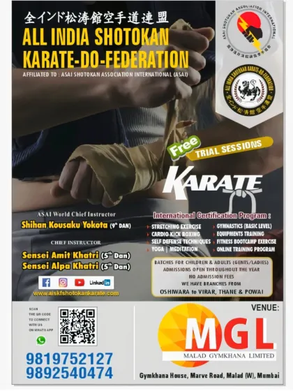 My journey is rooted in the discipline of martial arts. As a Sensei with the All India Shotokan Karate-Do-Federation, I bring years of traditional training and a warrior's mindset to all my fitness programs, including specialized Karate training in Malad.