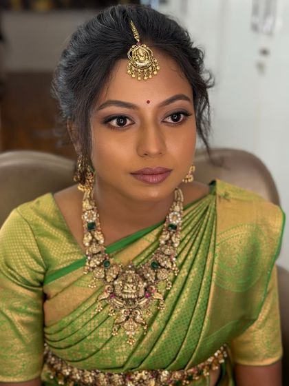 A portrait of my beautiful bride Kiruba, showcasing her subtle engagement look. The makeup is designed to even out her complexion and enhance her features naturally, proving that less is more.
