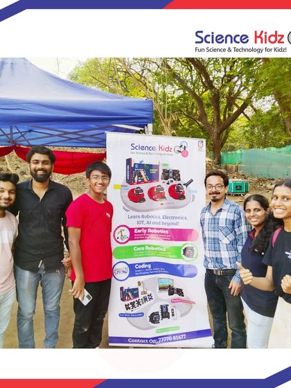 The Science Kidz team at VJTI's Technovanza. Our stall was one of the most visited at the event, where we demonstrated projects on solar energy, drones, and robotics.