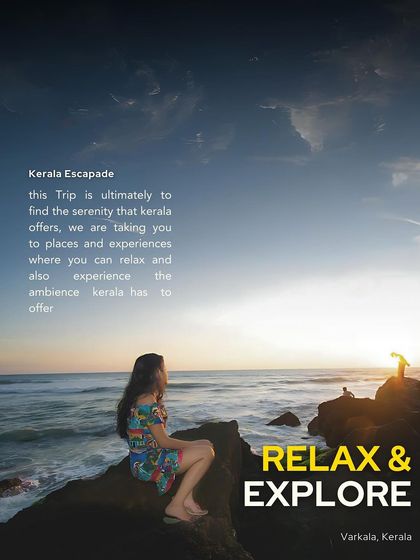 Relax and explore. A woman sits on the rocks at Varkala, watching the sunset. This image perfectly captures the serene and exploratory spirit of my Kerala Escapade.