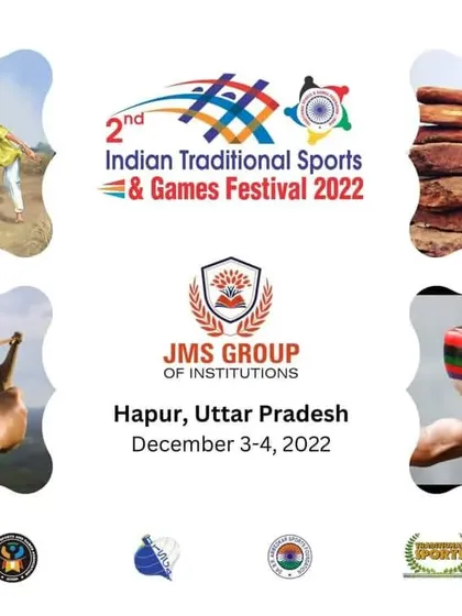 A visual poster for the Indian Traditional Sports & Games Festival, showcasing some of the unique traditional sports featured at the event.