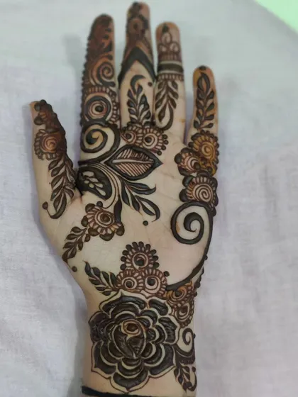 A little bit of self-henna practice! I love trying out new floral and vine combinations on my own hand.