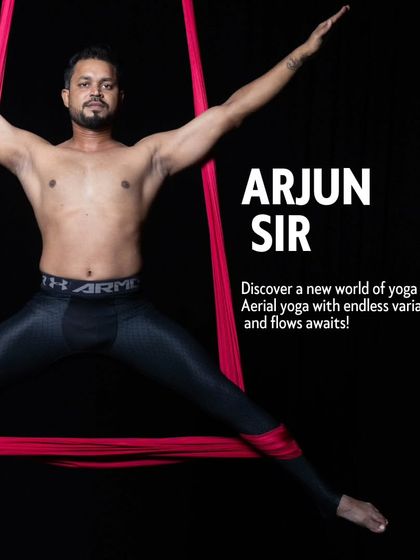 This is Arjun. He specializes in creative flows and variations, constantly introducing new ways to move and express yourself on the hammock.
