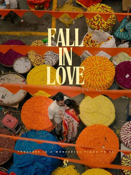 Finding beauty in the chaos of Bangalore's KR Flower Market. This vibrant, colorful setting provided a stunning backdrop for a couple who wanted a pre-wedding shoot that was unique, fun, and full of life.