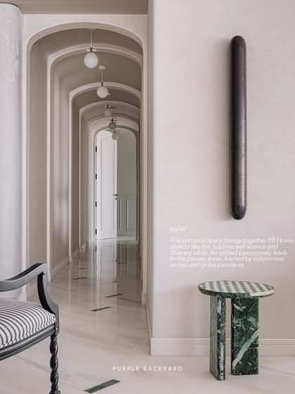 Another beautiful page from our feature in Livingetc India, showcasing the arched hallway and custom furniture pieces that define our aesthetic.