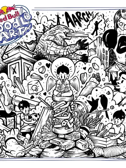 This is my full illustration for the Redbull Doodle Art competition, titled "Cloy in the aftermath of a war." It's an example of my more detailed digital work, where I try to build a complex narrative within a single, dense composition.