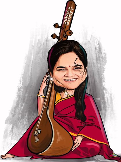 An artistic tribute I created for the legendary Indian Classical singer, Devaki Pandit, featuring her with a tanpura.