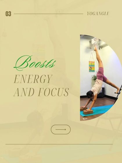 My classes often incorporate props like chairs and blocks to modify poses. This supported split variation helps build energy and focus by allowing the body to safely explore a deeper range of motion.