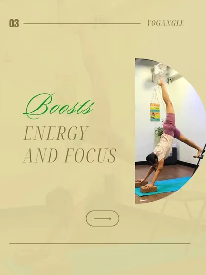 My classes often incorporate props like chairs and blocks to modify poses. This supported split variation helps build energy and focus by allowing the body to safely explore a deeper range of motion.
