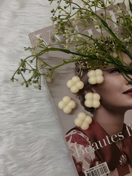 Our mini bubble wax melts, styled on a fashion magazine. They are as chic as they are fragrant.