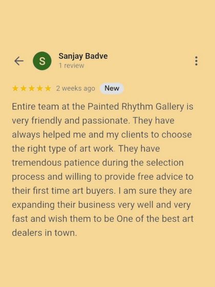 This client highlights our team's friendly and passionate approach, especially in providing free advice to first-time art buyers.